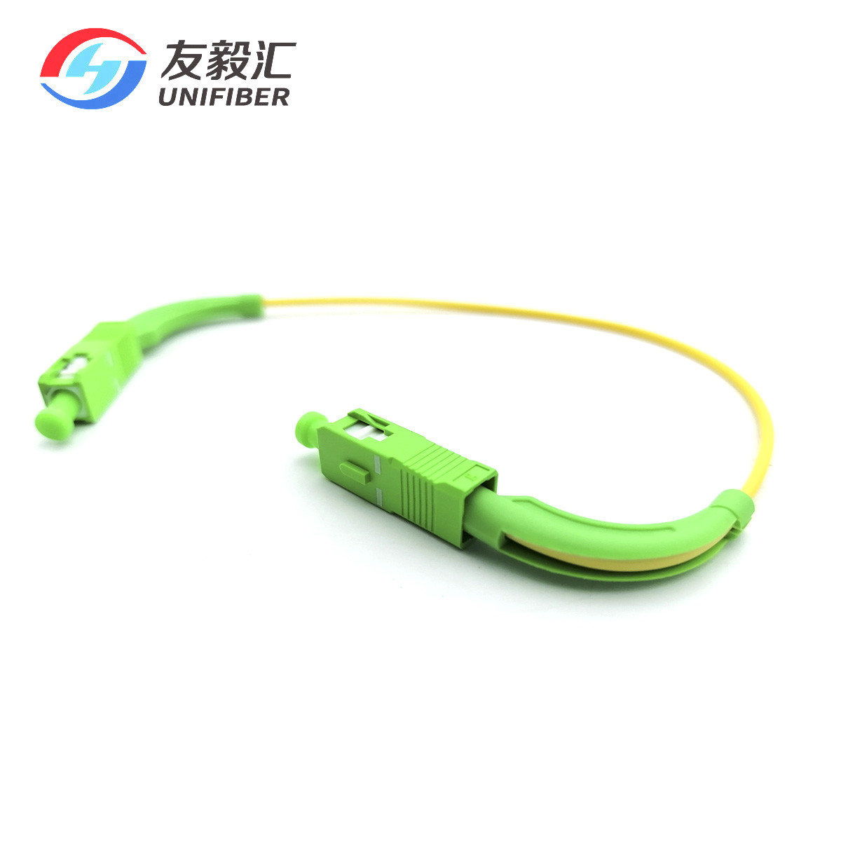 90 Degree Angled Boot SC / APC Simplex Fiber Optic Patch Cord Single Mode 0.3M