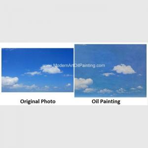 China Modern Landscape Portrait Painting Sky Blue Oil Paint From Photo Holiday Gift on sale