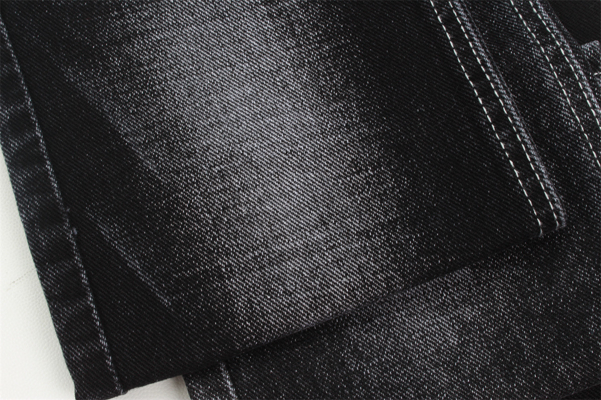 Black Shade 11.8Oz Cotton Polyester Denim Fabric For Skirts Shorts