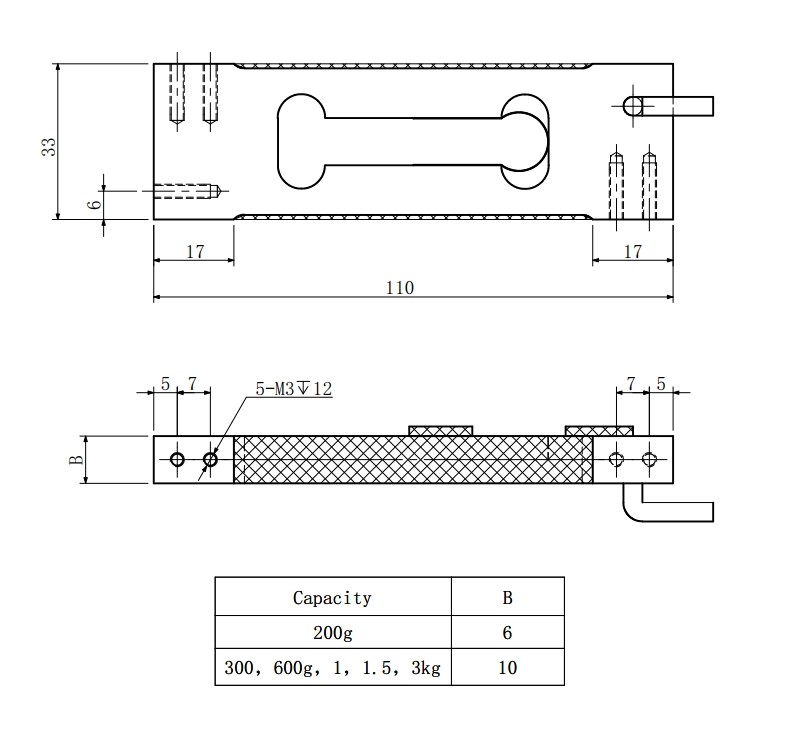 200-600g Single Point Load Cell 1-3kg Aluminum Alloy Compression Force Transducer
