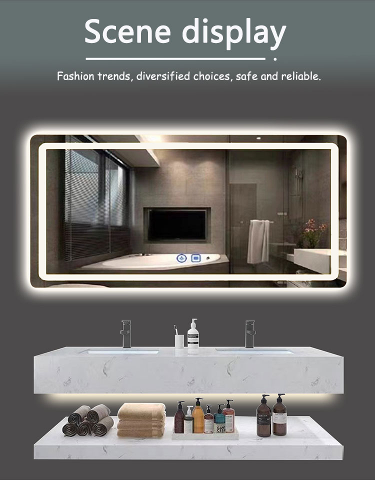 Hotel Home Bathroom Decoration Large Oval Bath Mirrors with Touch Screen and LED Lights