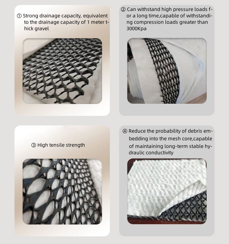 50m Prefabricated 3D Composite Drainage Network for Effective Subgrade Water Drainag