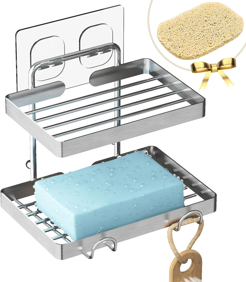 Multi-purpose Usage Drain Faster Stainless Steel Soap Dish f for Bathroom and Kitchen