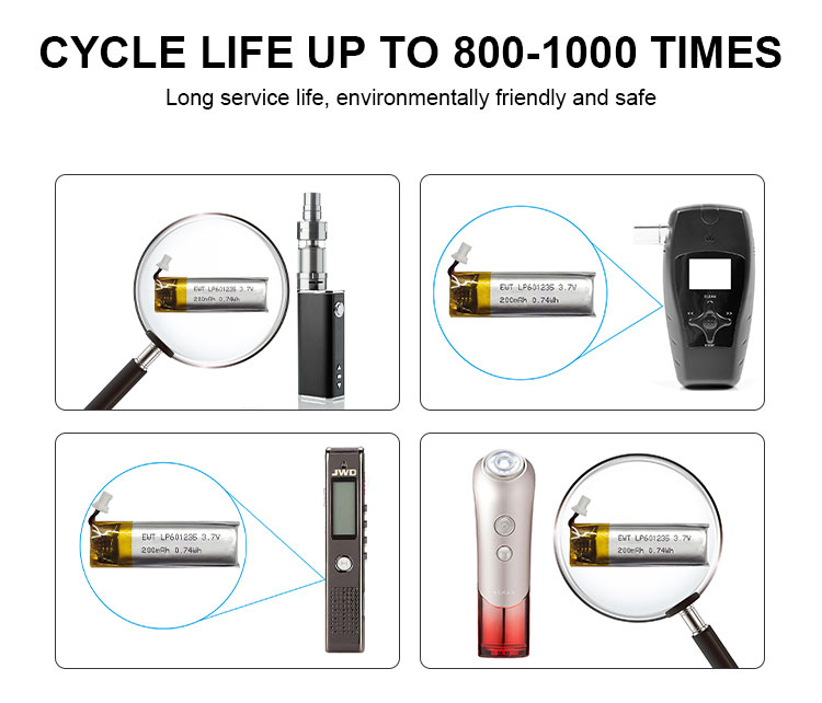 Custom Lithium Polymer Battery LP601235 3.7v 250mAh LiPo Battery