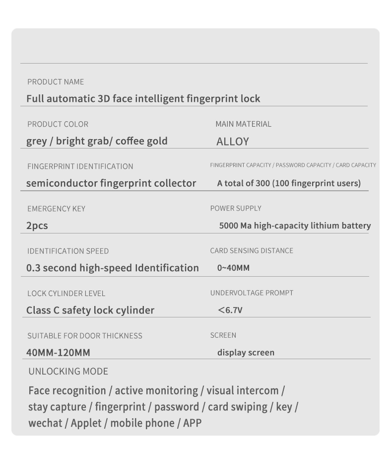 S937MAX 3D Face Recognition Camera Fingerprint Door Lock WiFi Code Card Smart Lock Door