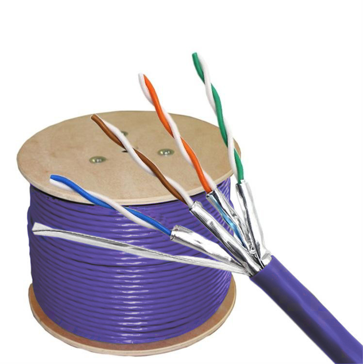 Al Foil Braiding Shield Cat6A LAN Cable With Bare Copper Conductor
