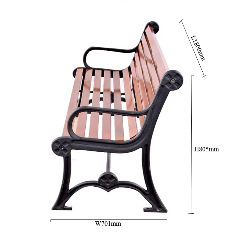 Recycled Plastic Patio Outdoor Garden Bench Seat Flange Surface Mounted Type