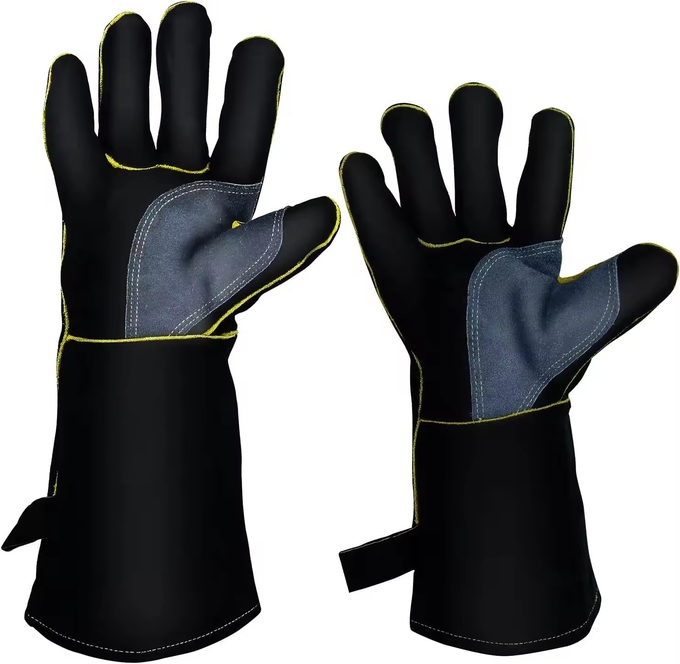 China Hot Sell 14 16 Inch Cheap Welding Glove Made Of Split Leather Oem Cowhide Leather Welding Gloves Heat Resistant 50