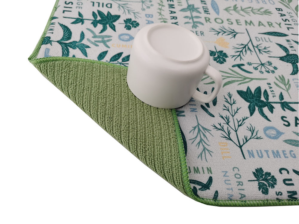 Microfiber Dish Drying Printed Mat For Kitchen Absorbent Pads