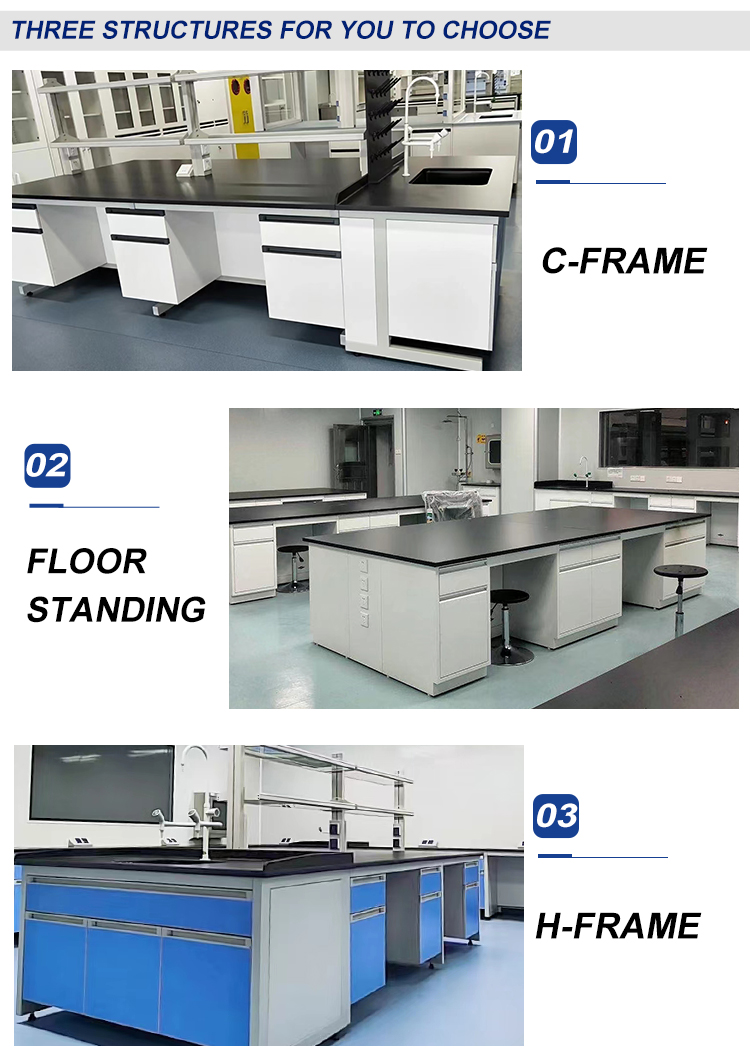 Steel Lab Island Bench Anti Corrosion Metal Laboratory Furniture ISO Standard