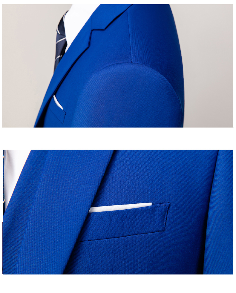 Men's 3-Piece Suit Set Flat Front Woolen Cloth Jacket Pants Vest for Formal Occasions