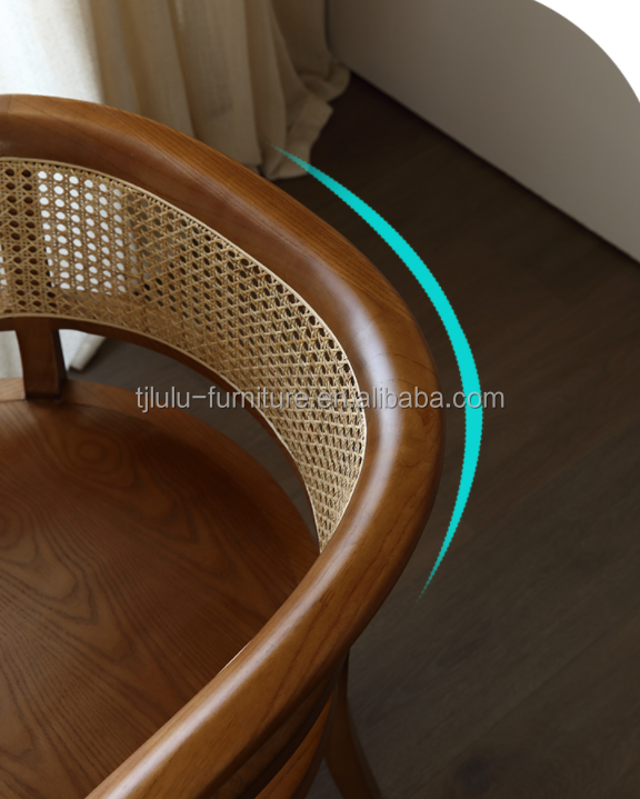 Home Furniture Morden Nordic Woven Cane Black Rarran Dinding Chair Wooden Chair Wicker for Hotel Dining Chairs Upholstered