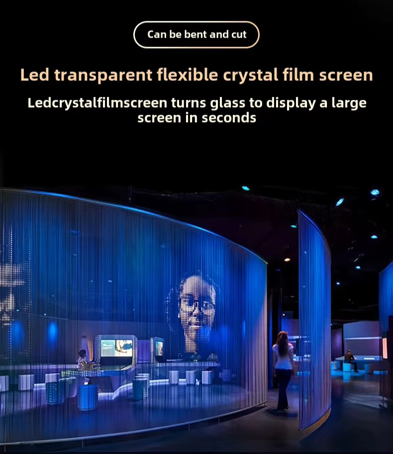 Ultra-Thin 3.9mm Design High Transparency LED Film Screen 85% Light Transmittance 5000nits Brightness