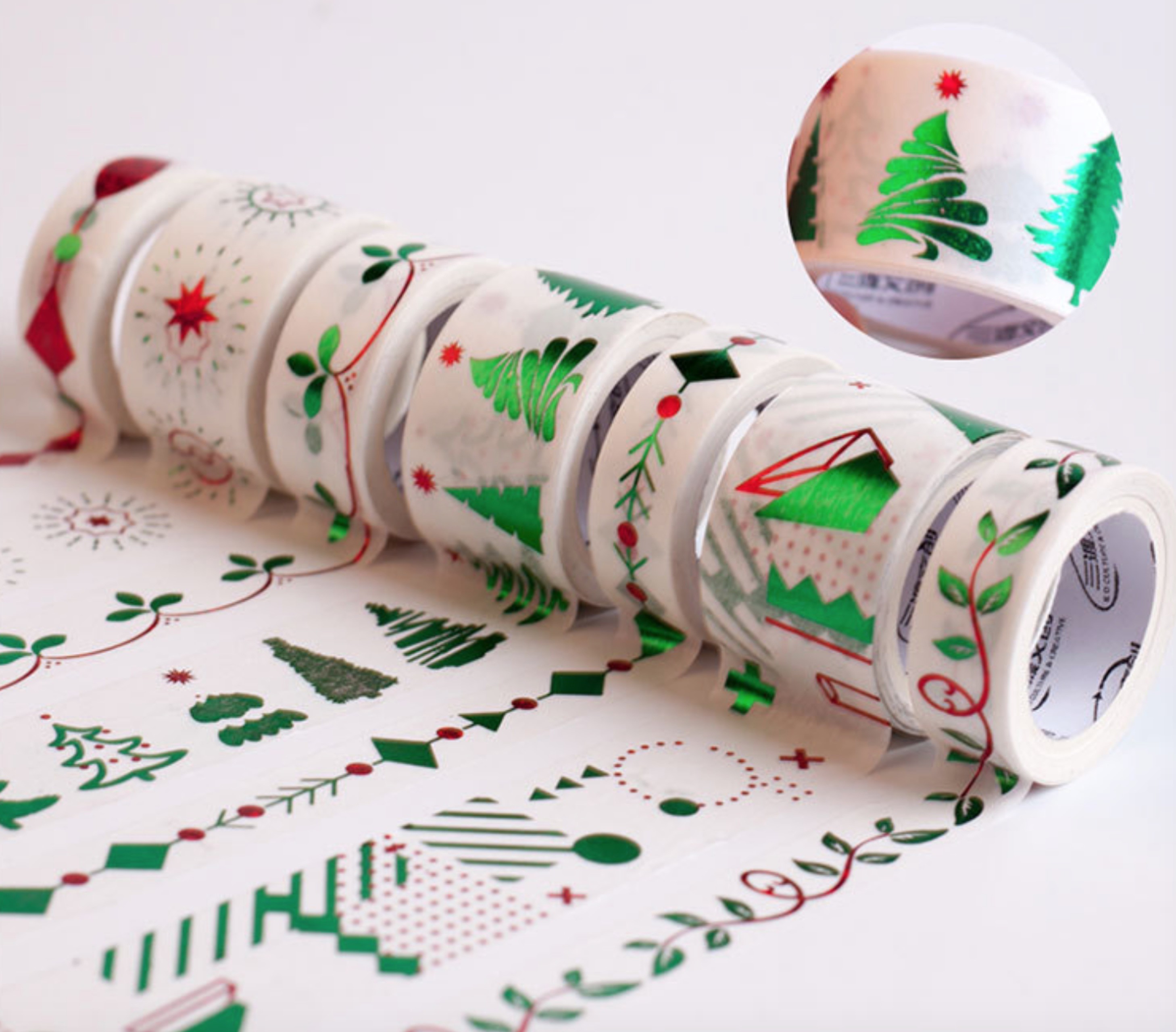 Custom Printed Multi Colorful Stationery Decoration gold foil metallic foil washi paper tape