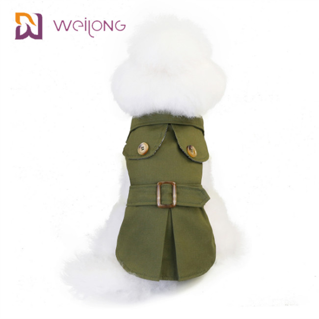 Button Opening Dust Cat Winter Wear Plaid Cotton Canvas Pet Windbreaker For Dogs