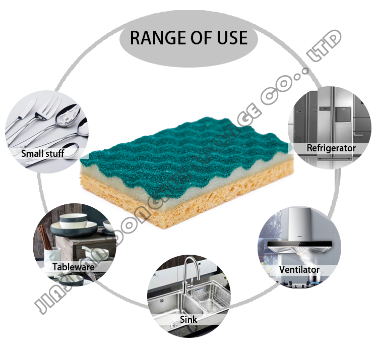 Customized Casabella Cellulose Scrub Sponge Eco Friendly For Deep Cleaning