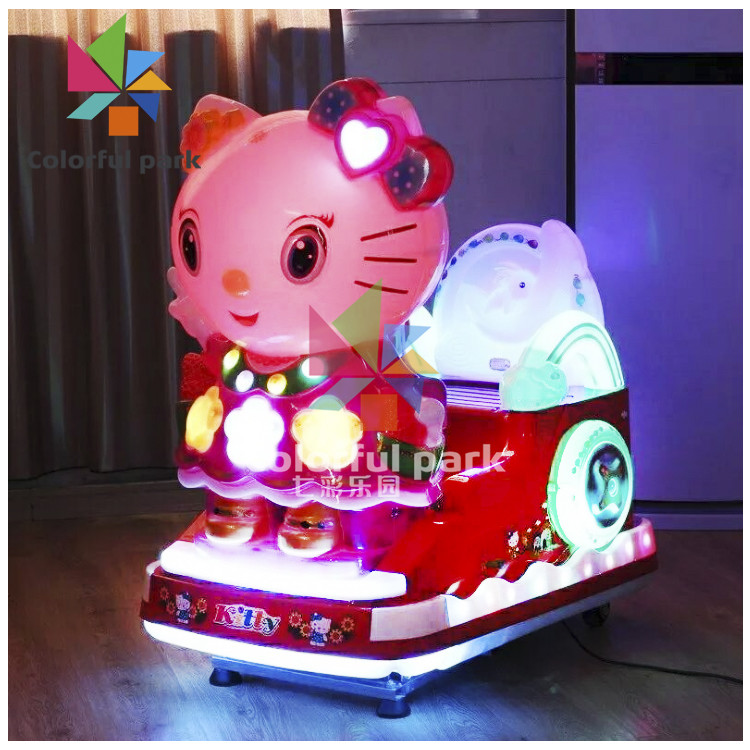 Funny Coin Operated Kiddie Ride Vintage Kitty Themed 220V Samsung Display