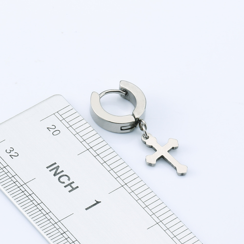 Hot sale cross pendant circle round stainless steel earring hoop earrings