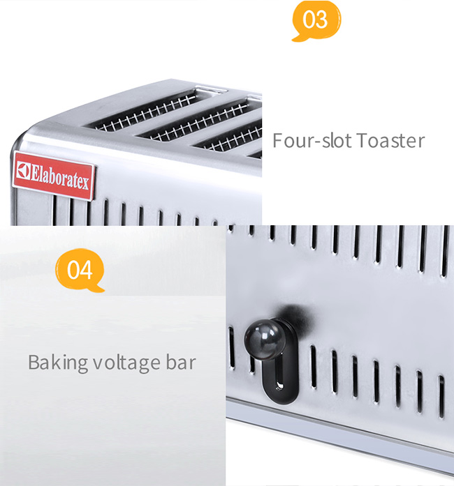 4 Slices Bread Toaster Bakery Processing Equipment Removable Crumb Tray For Easy Cleaning