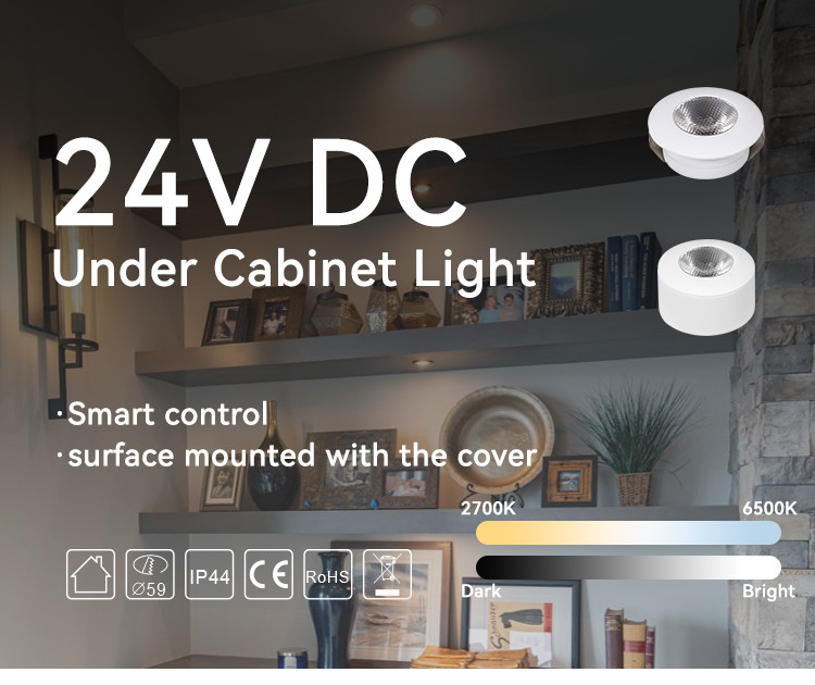 2700K-6500K Surface Mounted Cabinet Lights CRI90 Mini Recessed Led Puck Lights