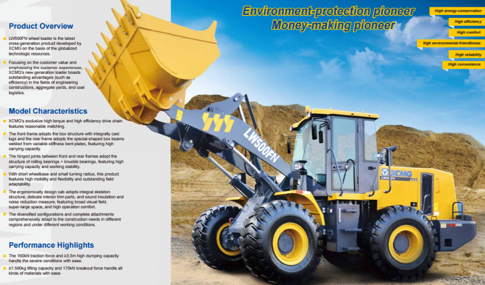 XCMG Articulated Wheel Loader / Medium Wheel Loader Color Can Optional