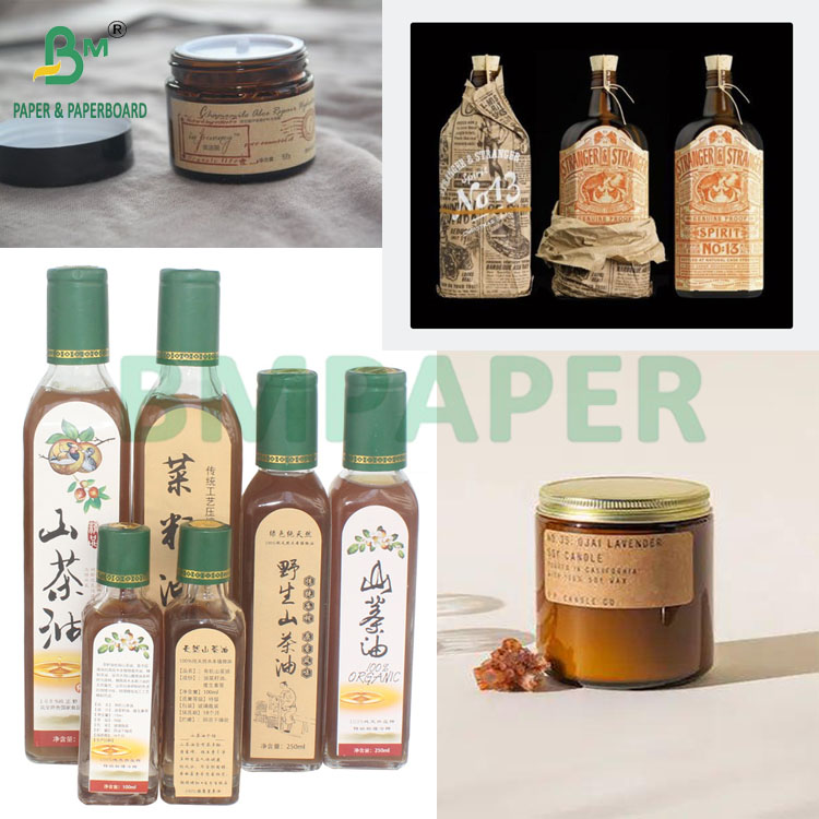 80g Bottle Label Paper Kraft Color Wet Strength Paper Water Resistant