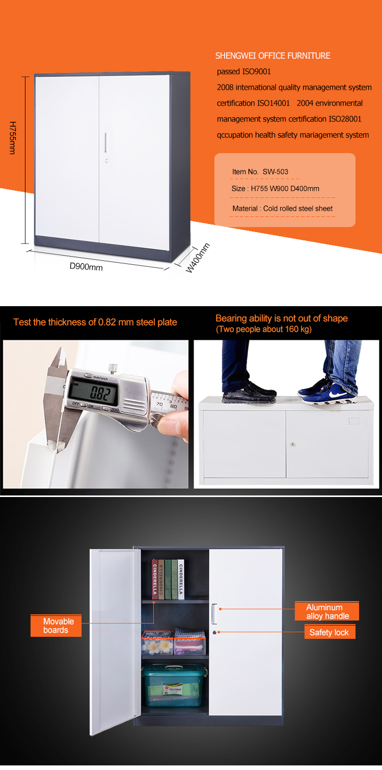 2 Door Small Knock Down Structure Anti Corrosion Half Height Locker