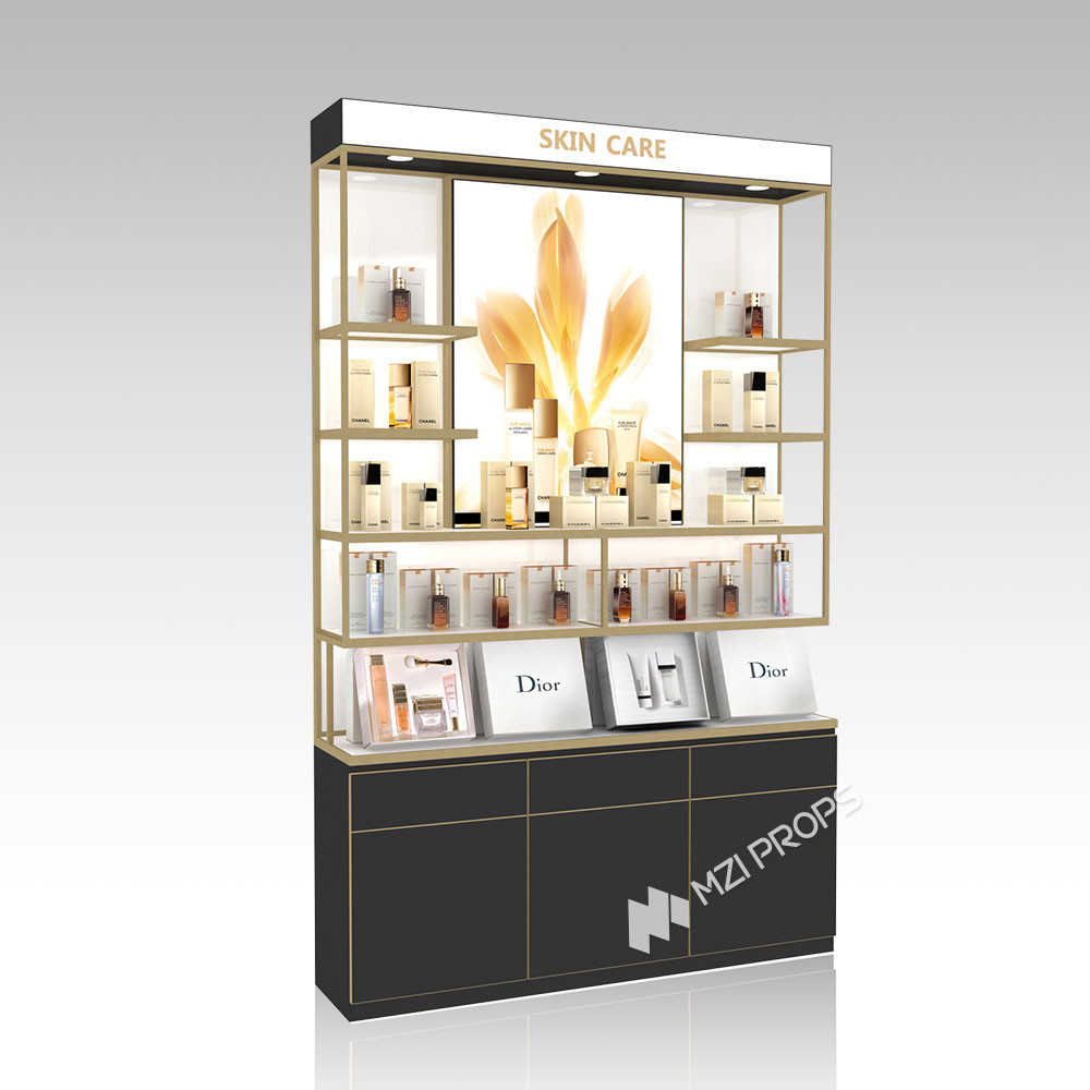 DYaS-VK-5 Skincare Display Cabinet with 3mm Acrylic Light Box and Engraved Pattern