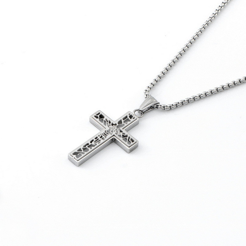 New hollowed out cross men's necklace, fashionable, simple and exquisite accessories wholesale