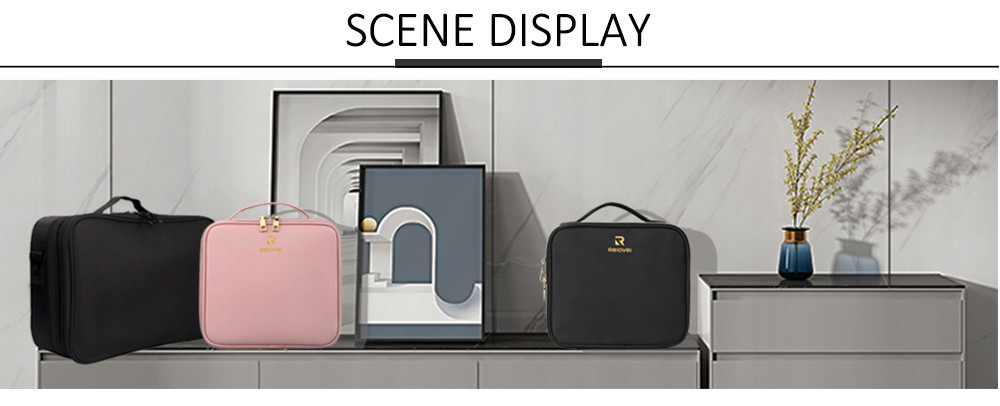 Women PU Makeup Storage Bag With Adjustable Dividers