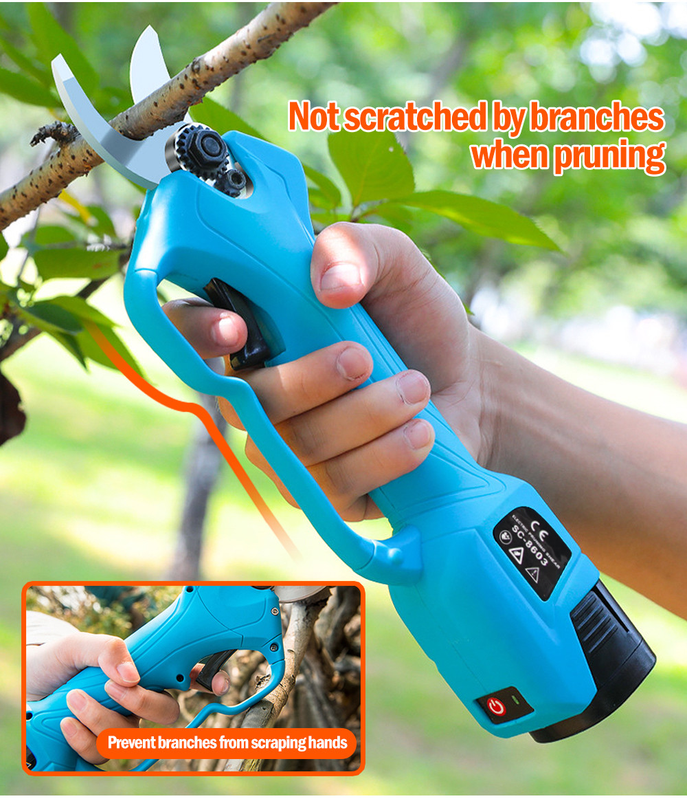Swansoft 28mm 16.8V Battery Orchard Pruner Cordless Garden Trimmer Plant Secateurs With 2 Batteries