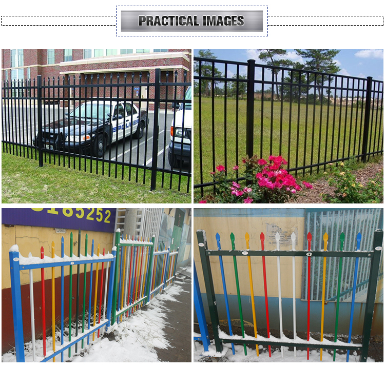 House Used Powder Coated Steel Wrought Iron Fence