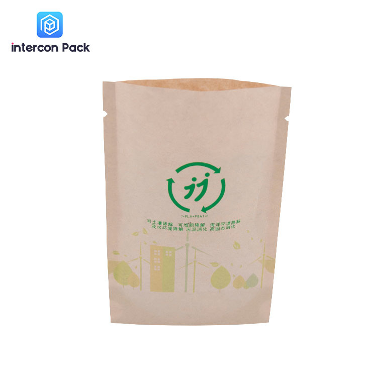 Digital Printing Kraft Paper Poly Bag Customized Logo With Plastic Window