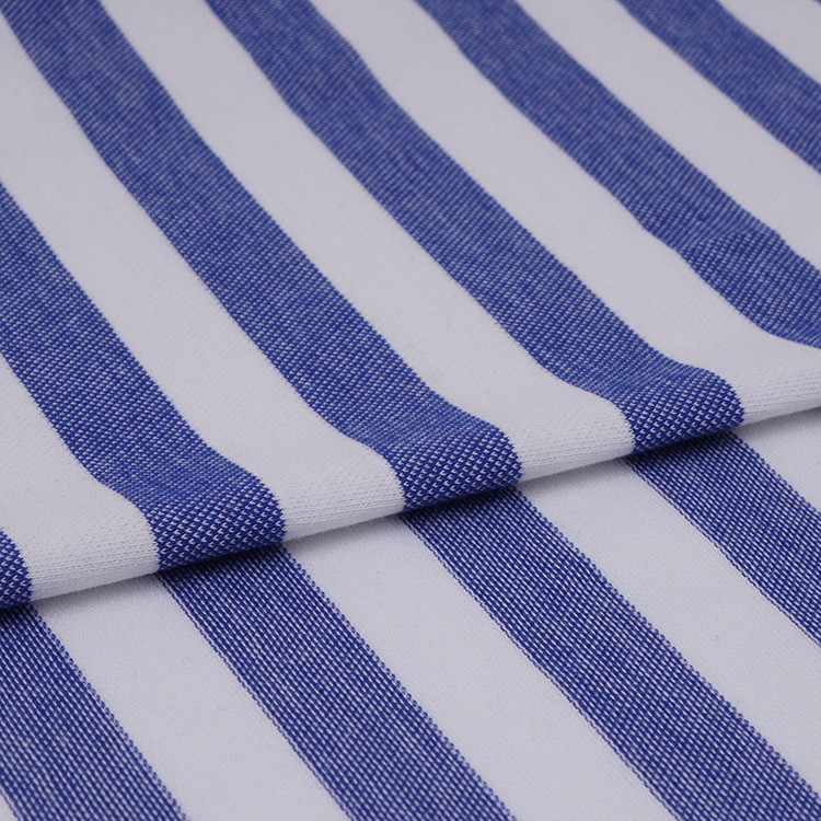 Moisture Wicking Cotton Pique Fabric Breathable Stretch Striped Lycra Texture