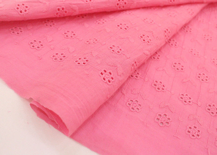 OEM Embroidery Eyelet Cotton Dying Lace Fabric With Floral Circle Pattern For Top