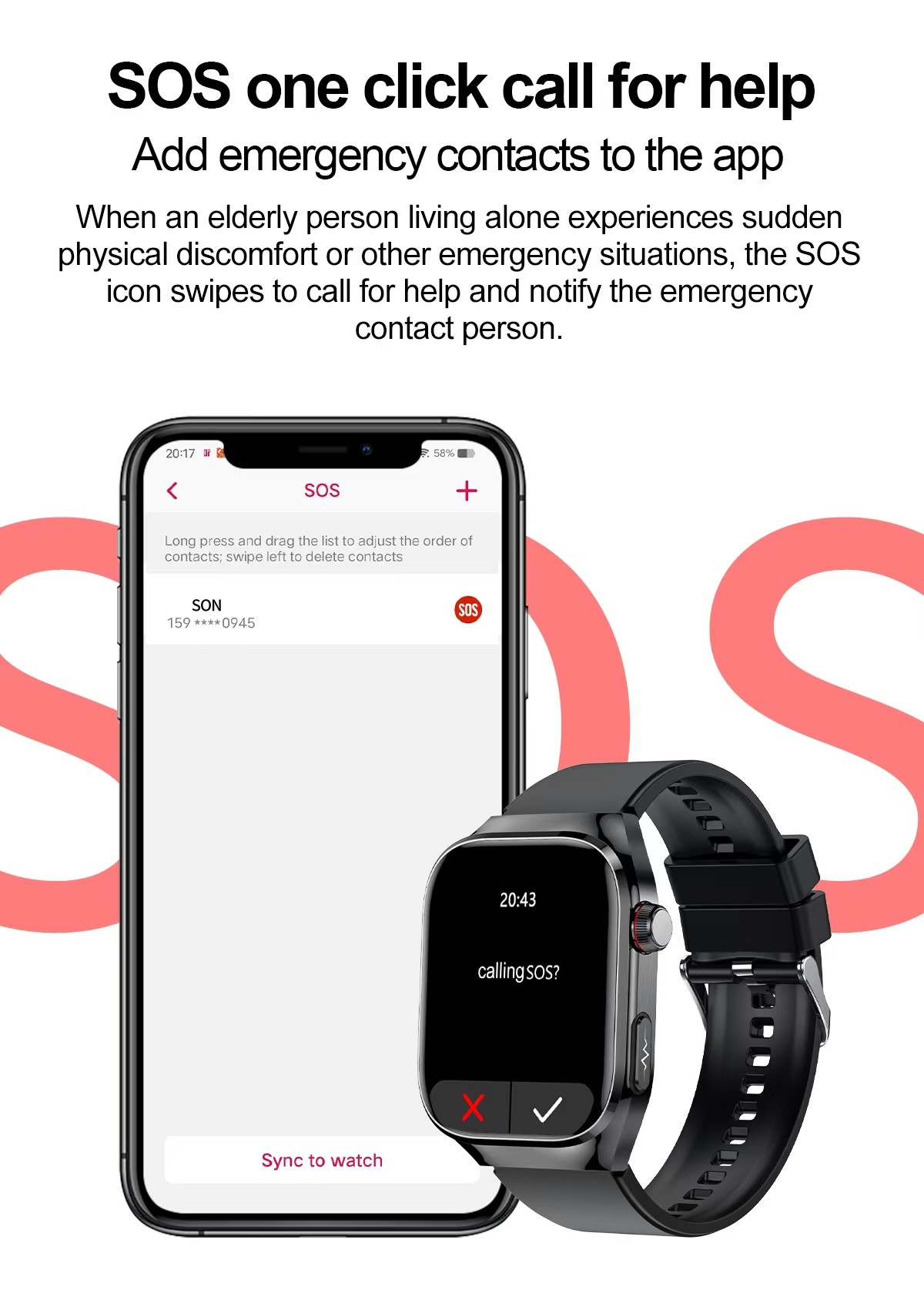 TK16 Health Care Smart Watch With 2.04inch Screen BT Call Blood Oxygen Temperature