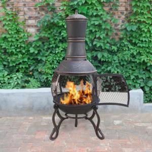 China Charcoal And Wood Cast Iron Garden Chimney Antique Cast Iron Fireplace Corrosion Resistance on sale