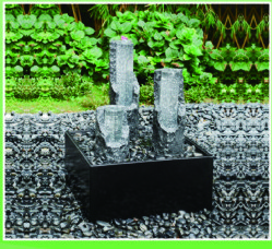 Decorative Feng Shui Cast Stone Garden Fountains With Crystal Glass Column