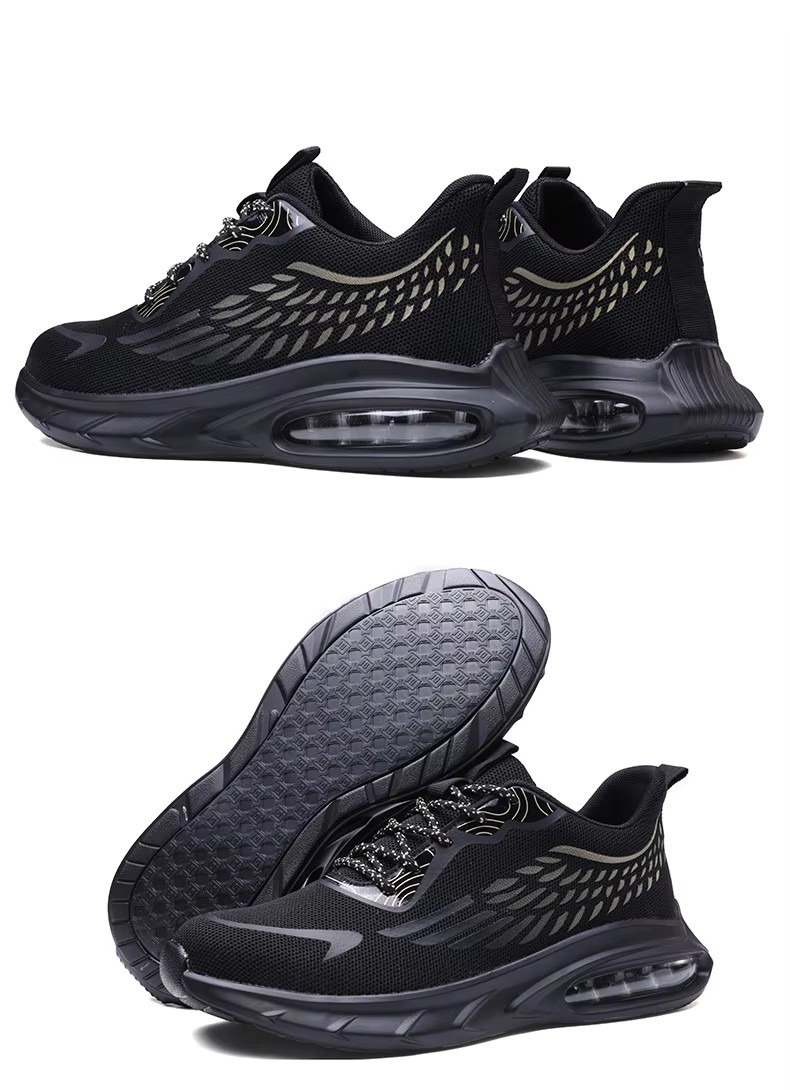 Industrial Work Flyknit Safety Shoes With Air-cushioned Sole And Kevlar Midsole