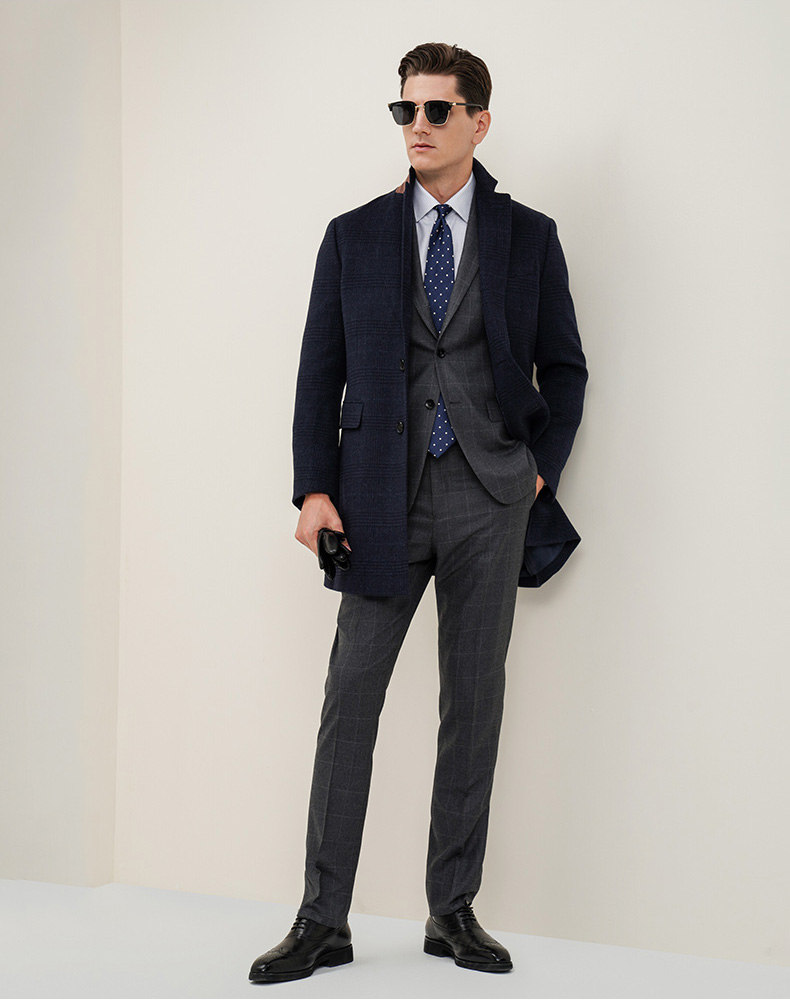 Autumn And Winter Retro Wool Warm Loose Big Yards Men's Long Coat Woven and Warm