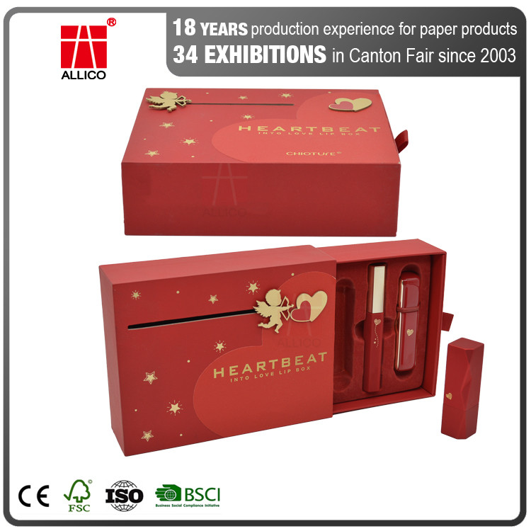 Valentine'S Day Drawer Cosmetic Packaging Box C1S C2S Card Paper