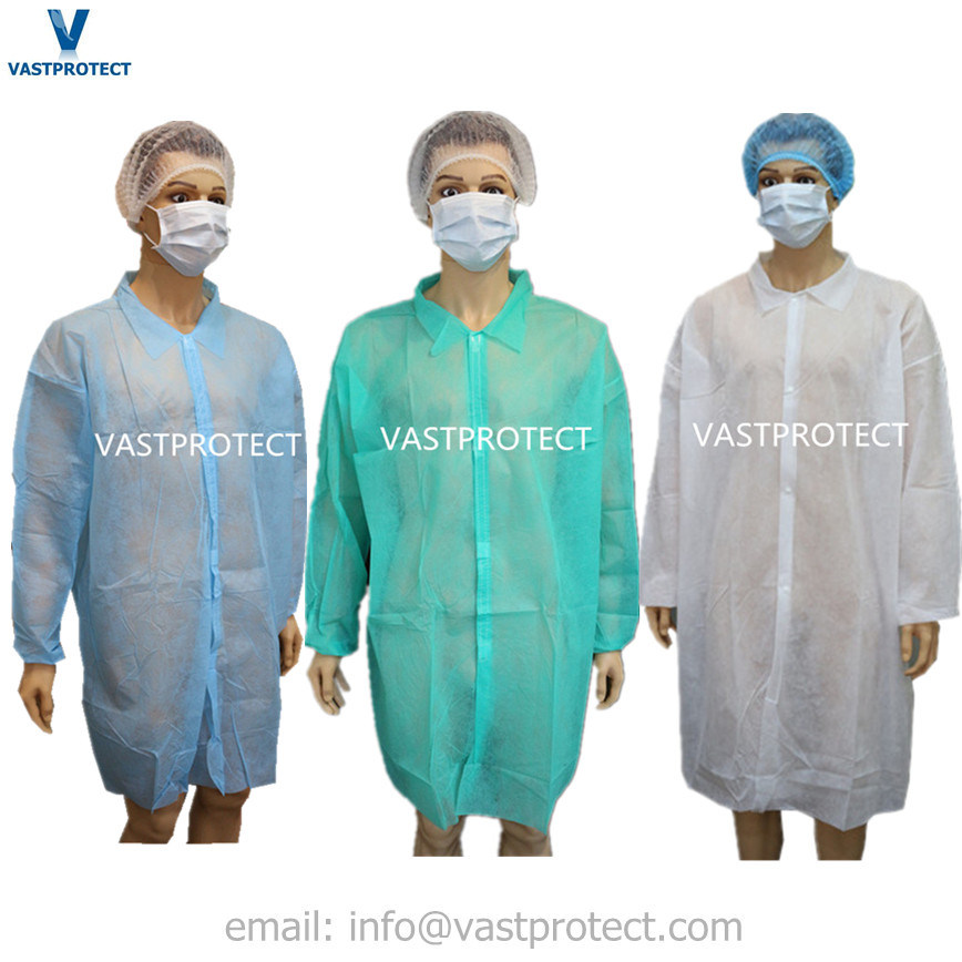 Polypropylene Nonwoven SBPP SMS Disposable Lab Coats for Laboratory Use