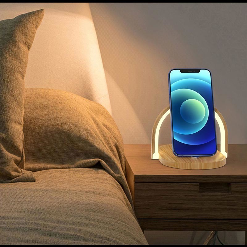 Black White 70 CRI Multifunctional Wireless Charger 15W With Night Light