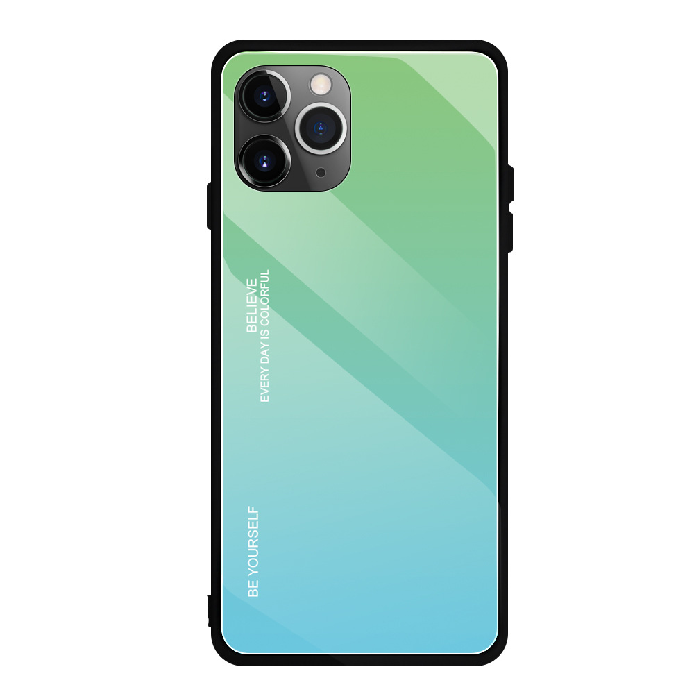 7 Colors Gradient Shockproof Tempered Glass Phone Case For IPhone 11 No Special Craft