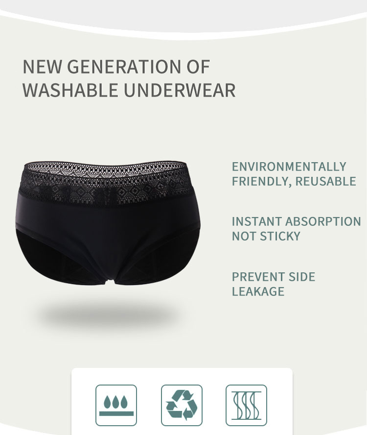 Breathable Lace Period Underwear Menstrual Absorbent Sexy Period Panties
