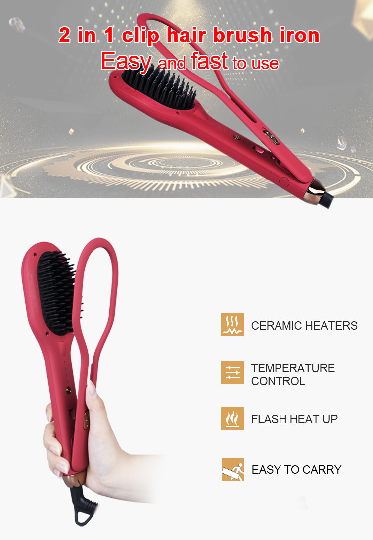 Electric Hair Straightener Brush Comb Plastic 45W For Home / Hotel