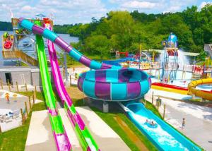 Buy cheap Open / Close High Speed Water Slide Red And Blue Fiberglass Commercial Equipment product