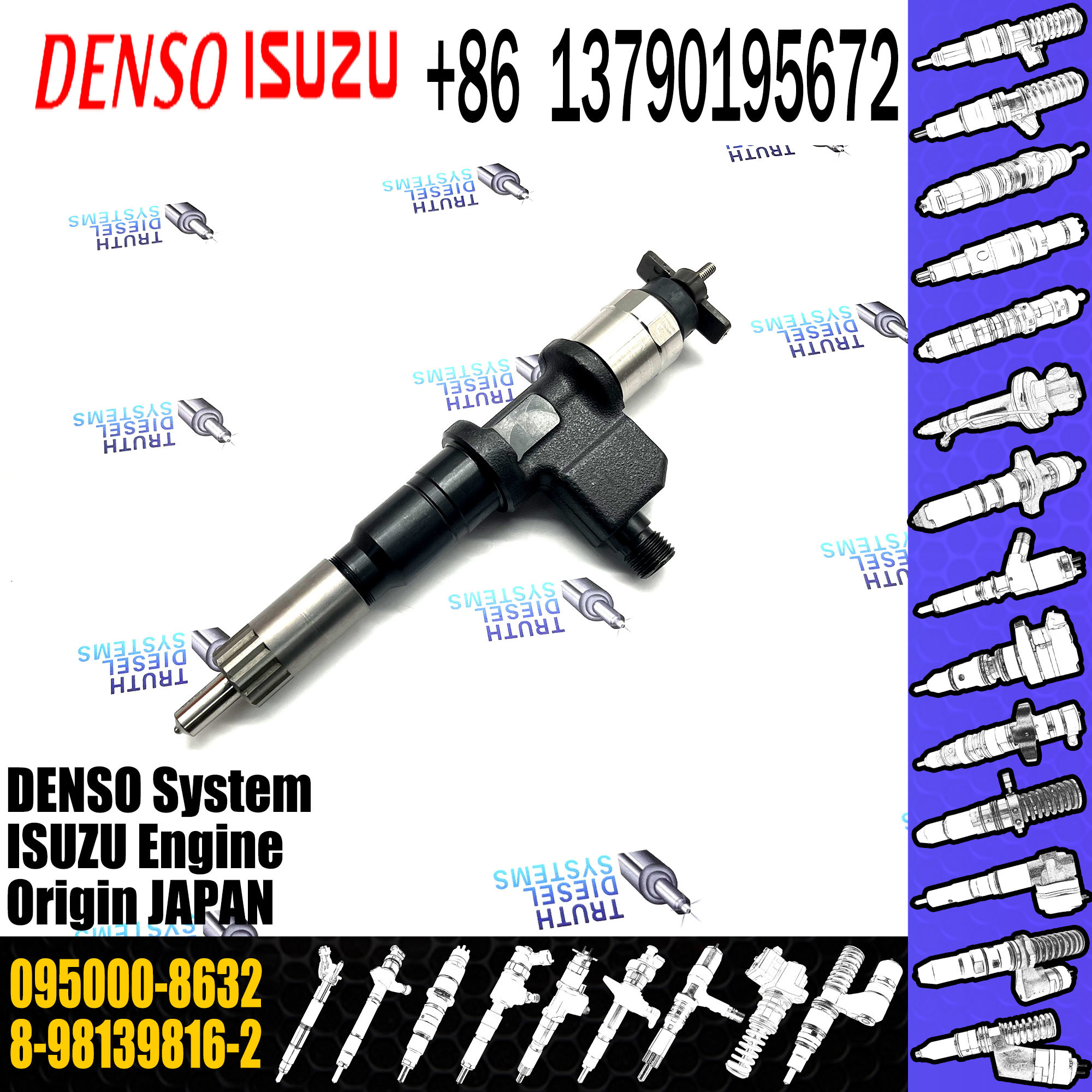 Huida Diesel Engine fuel injector 095000-8631 8-98139816-1 095000-8632 8-98139816-2 Original