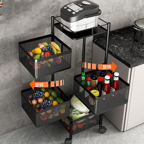 Rust Proof And Durable Kitchen Storage Rack Rotating Vegetable Rack Floor Standing 5floors