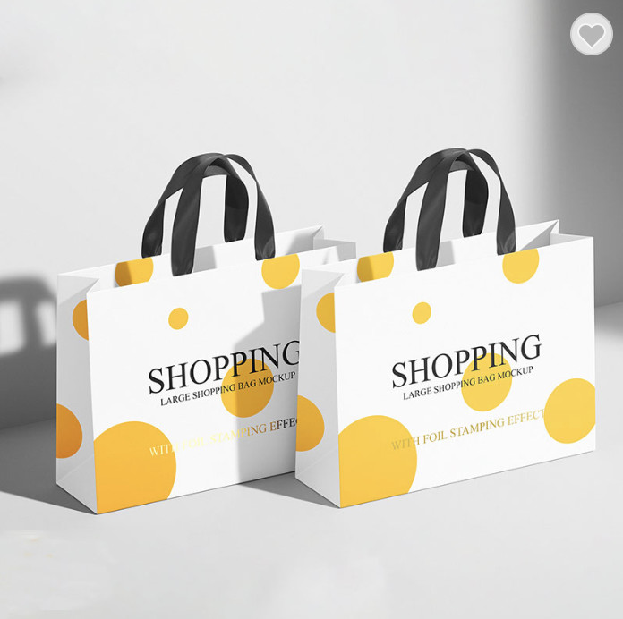 Pantone White Glossy Laminated Paper Bags Thank You Goodie Bags For Business
